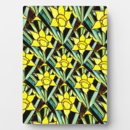 Geel Waardevol Bloemen Patroon Fotoplaat