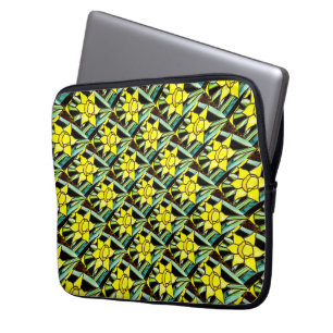 Geel Waardevol Bloemen Patroon Laptop Sleeve