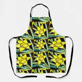 Geel Waardevol Bloemen Patroon Schort