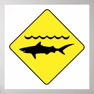 Geel "waarschuwingsbord" poster