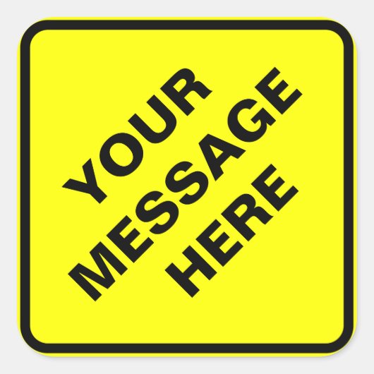 Geel waarschuwingsbord vierkante sticker (Voorkant)