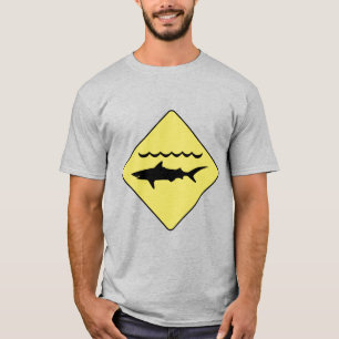 Geel 'waarschuwingshaaien' bord t-shirt