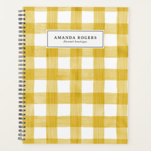 Geel Waterverf Buffalo Plaid Gepersonaliseerd Planner