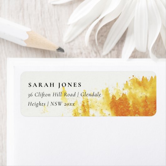 GEEL WATERVERF LANDSCAPE TREE FOLIAGE ADRES ETIKET (Insitu)