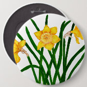 Geel Waterverf met deffodil Ronde Button 6,0 Cm (Voorkant /achterkant)