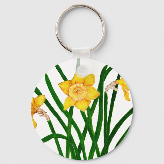 Geel Waterverf met deffodil Sleutelhanger (Voorkant)