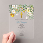 Geel Waterverf Roos Bloem Vloertuinjongen Baptisme Acryl Uitnodigingen (Insitu (Draagbaar))