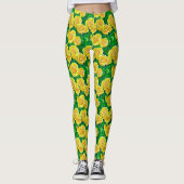Geel Waterverf Roos Leggings (Voorkant)