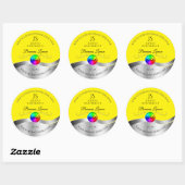 Geel Wavy Zilver Logo Monogram Productlabel Ronde Sticker (Vel)