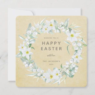 Geel+White Floral met Happy Paast Kaart