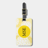 Geel White Floral Monogram Pattern Bagagelabel (Voorkant verticaal)