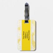 Geel White Floral Monogram Pattern Bagagelabel (Achterkant verticaal)