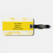 Geel White Floral Monogram Pattern Bagagelabel (Achterkant horizontaal)