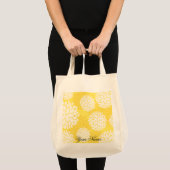 Geel White Floral Monogram Pattern Tote Bag (Voorkant (product))