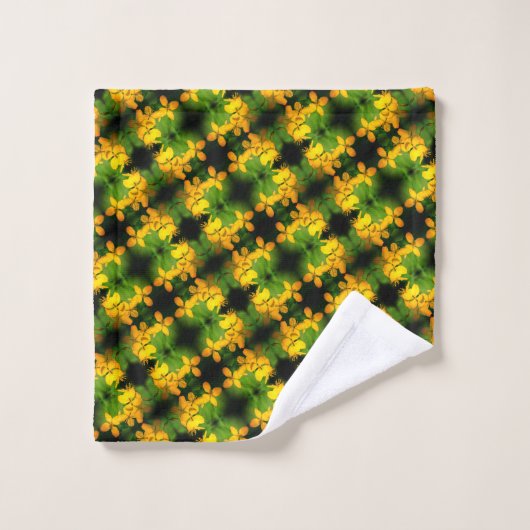  Geel Wildbloem Abstract Patroon Bad Handdoek (Wasdoekje)