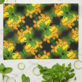 Geel Wildbloem Abstract Patroon Theedoek (Gevouwen)