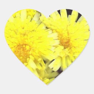 Geel Wilde Bloemen Hart Sticker
