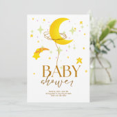 Geel wit Baby shower Kaart (Staand voorkant)