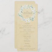 Geel Wit Bloemen Pasen krans Flat 4 gangen Menu (Voorkant / Achterkant)