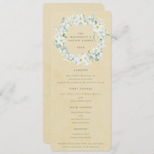 Geel Wit Bloemen Pasen krans Flat 4 gangen Menu