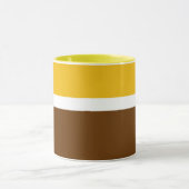 Geel Wit Bruin Plain Kleur Block Design Mok (Midden)