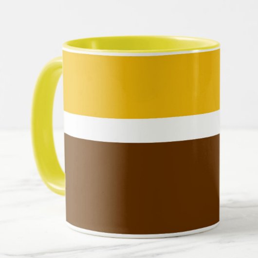 Geel Wit Bruin Plain Kleur Block Design Mok