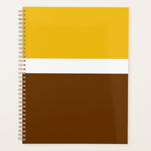 Geel Wit Bruin Plain Kleur Block Design Planner (Voorkant)
