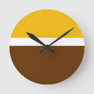 Geel Wit Bruin Plain Kleur Block Design Ronde Klok
