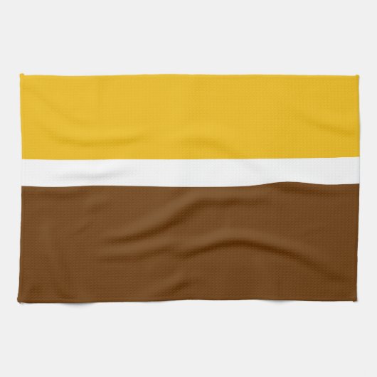 Geel Wit Bruin Plain Kleur Block Design Theedoek (Horizontaal)