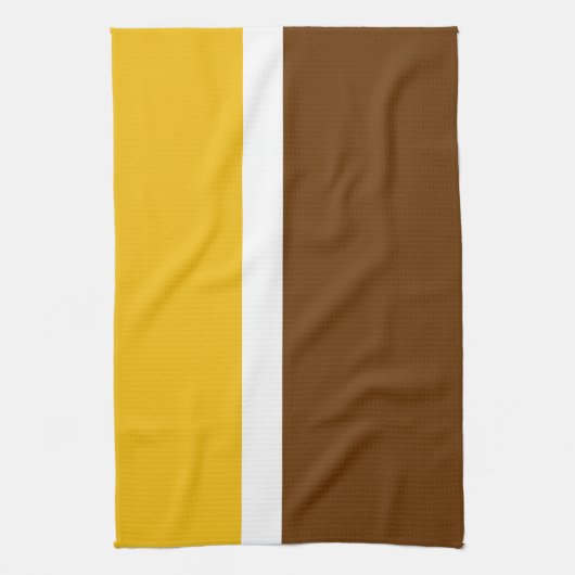 Geel Wit Bruin Plain Kleur Block Design Theedoek (Verticaal)