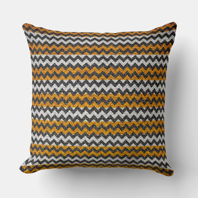 Geel wit Chevron Stripes Pattern Kussen (Voorkant)
