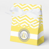 Geel, wit chevron zigzag patroon bruiloft bedankdoosjes (Voorkant Zijde)
