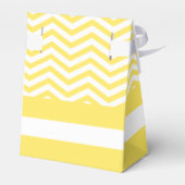 Geel, wit chevron zigzag patroon bruiloft bedankdoosjes (Achterkant)