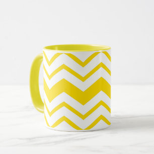 Geel Wit Chevron Zigzag Patroon Ontwerp Mok