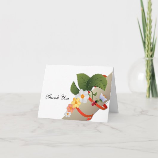 Geel Wit Daisies lieveheersbeestje Dank je kaart (Voorkant)