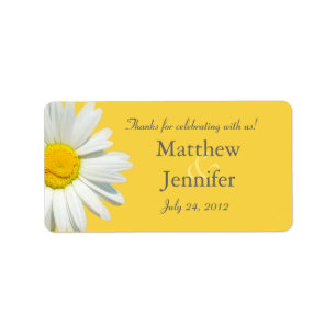 Geel & Wit Daisy Bruiloft Favor Label / Sticker