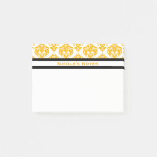 Geel & Wit Damast Patroon Modern Persoonlijk Post-it® Notes
