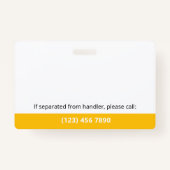 Geel Wit Dienst Hond Foto ID QR Code Badge (Achterkant)