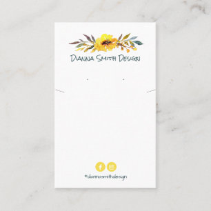 Geel, wit, DIY Ketting en aardekaarthouder Visitekaartje