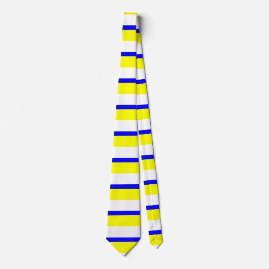 Geel wit en blauw horizontaal gestreept Stropdas (Voorkant)