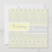 Geel, Wit, en Grijs Damast Uitnodiging van het Huw (Voorkant)