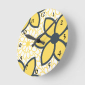 Geel, wit en houtskool Moderne Floral Ronde Klok (Hoek)