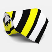 Geel wit en zwart, Aangepast dun, Regimental Strip Stropdas (Opgerold)