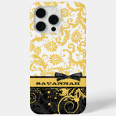  Geel Wit en Zwart Damask Case-Mate iPhone Case (Achterkant)