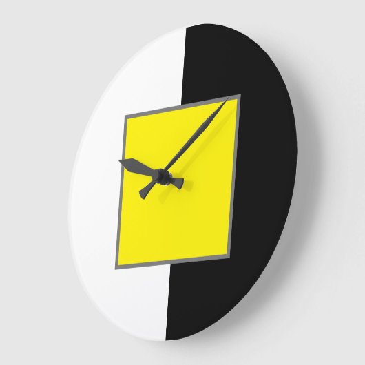 Geel, wit en zwart, minimaal modern grote klok (Hoek)