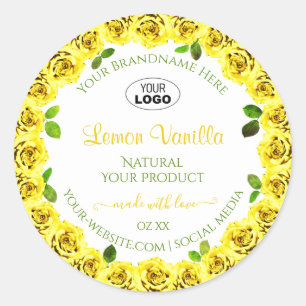 Geel wit etiket Bloomvormende Rozen Logo toevoegen