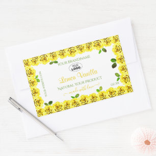 Geel wit etiket Bloomvormende Rozen Logo toevoegen