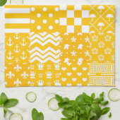 Geel Wit Gemengde Patchwork Ontwerp Patchwork Theedoek (Gevouwen)
