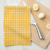 Geel wit Gingham Pattern Theedoek (Quarter Fold)