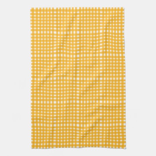 Geel wit Gingham Pattern Theedoek (Verticaal)